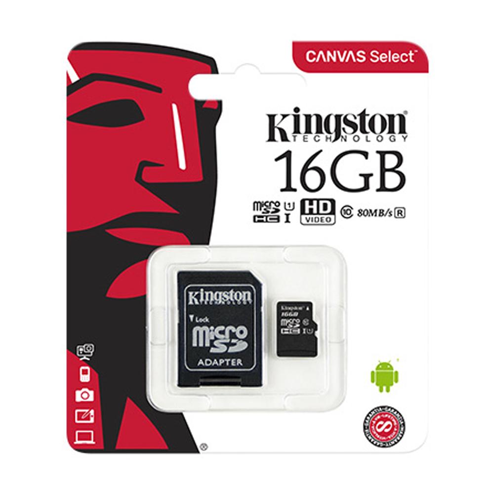 Kingston 16GB Canvas Select MicroSD Memory Card Class 10 (SD Adaptor Included)