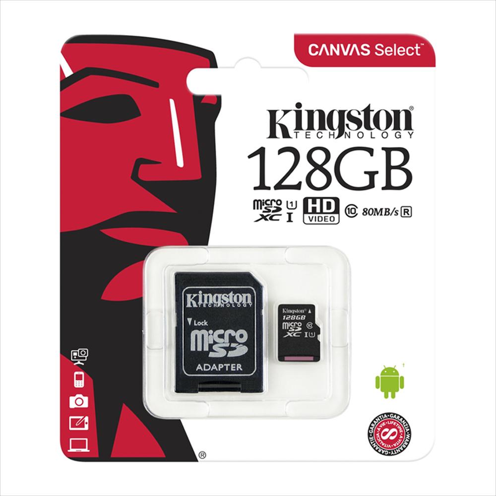 Kingston 128GB Canvas Select MicroSD Memory Card (SD Adaptor Included)