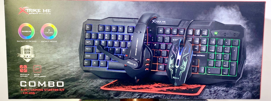 4 in 1 headset, keyboard mouse and mouse mat set